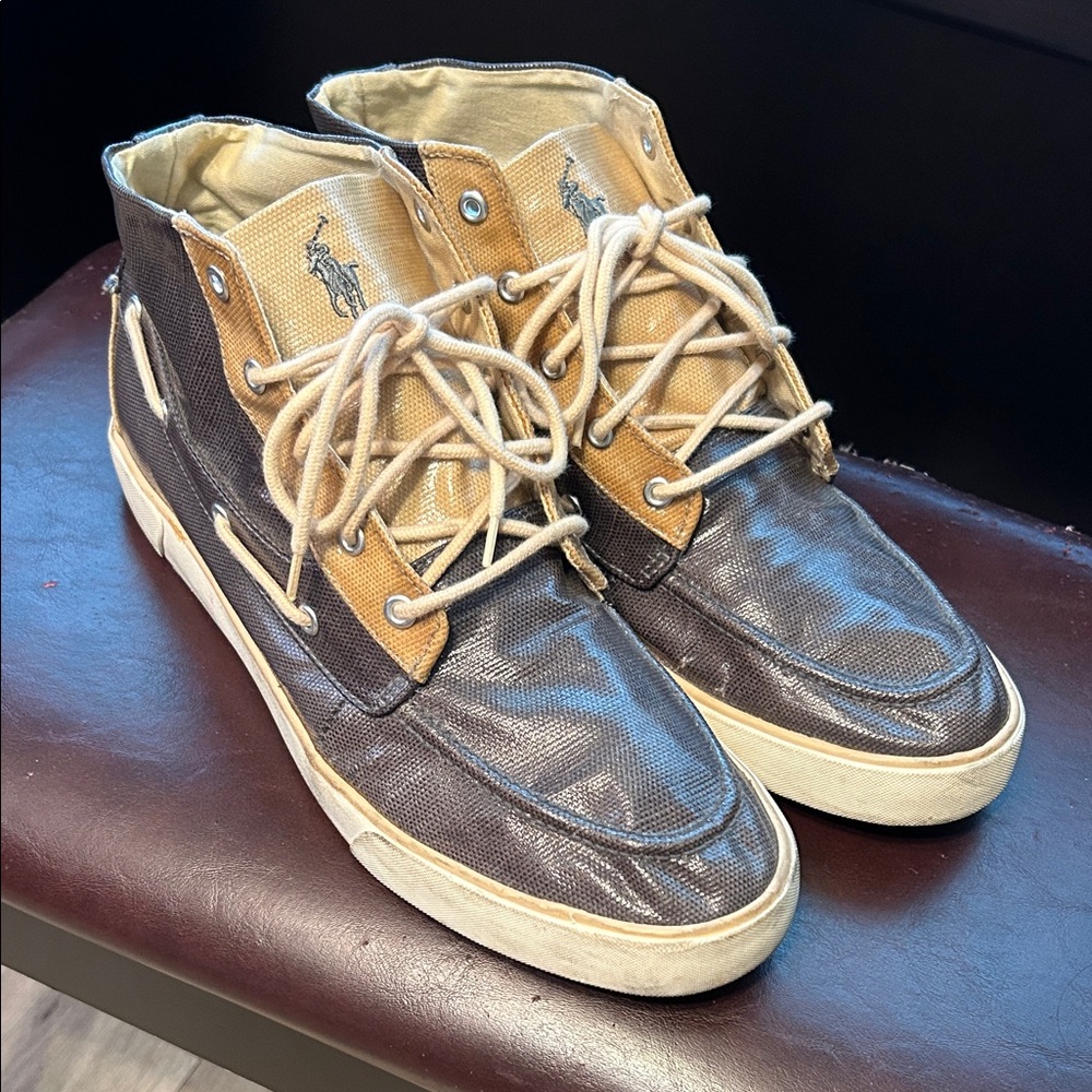 Polo by Ralph Lauren Men's Gray and Tan Lander Chukka Sneaker Boots